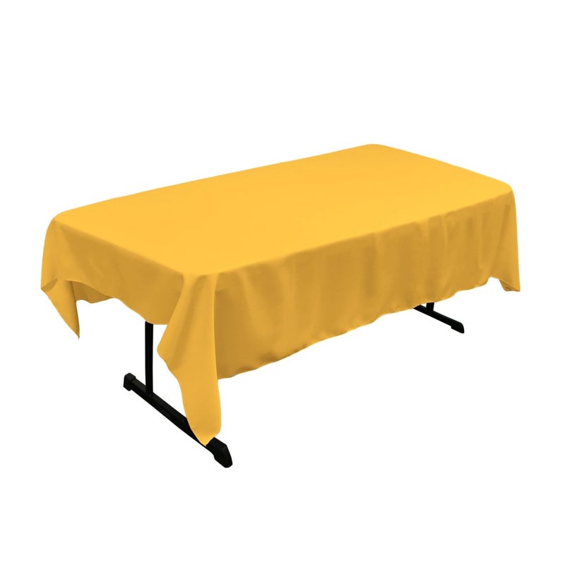 LA Linen Polyester Poplin Washable Rectangular Tablecloth, Stain and Wrinkle Resistant Table Cover 60x102, Fabric Table Cloth for Dinning, Kitchen, Party, Holiday 60 by 102-Inch, Yellow Dark - Image 2